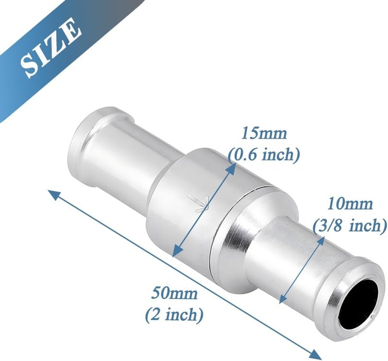 Teocpai 2Pcs 3/8'' 10mm Non Return One Way Check Valve, Aluminum Alloy Fuel Line Check Valve for Petrol Diesel Fuel Oil Water - Image 1